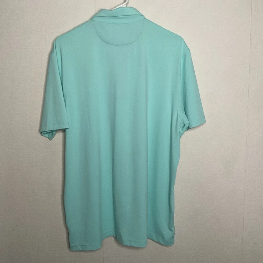 CHAPS Golf Polo Men's Size L  Aruba Blue/Light Turquoise Shorts Sleeve Shirt UPF - Picture 10 of 14